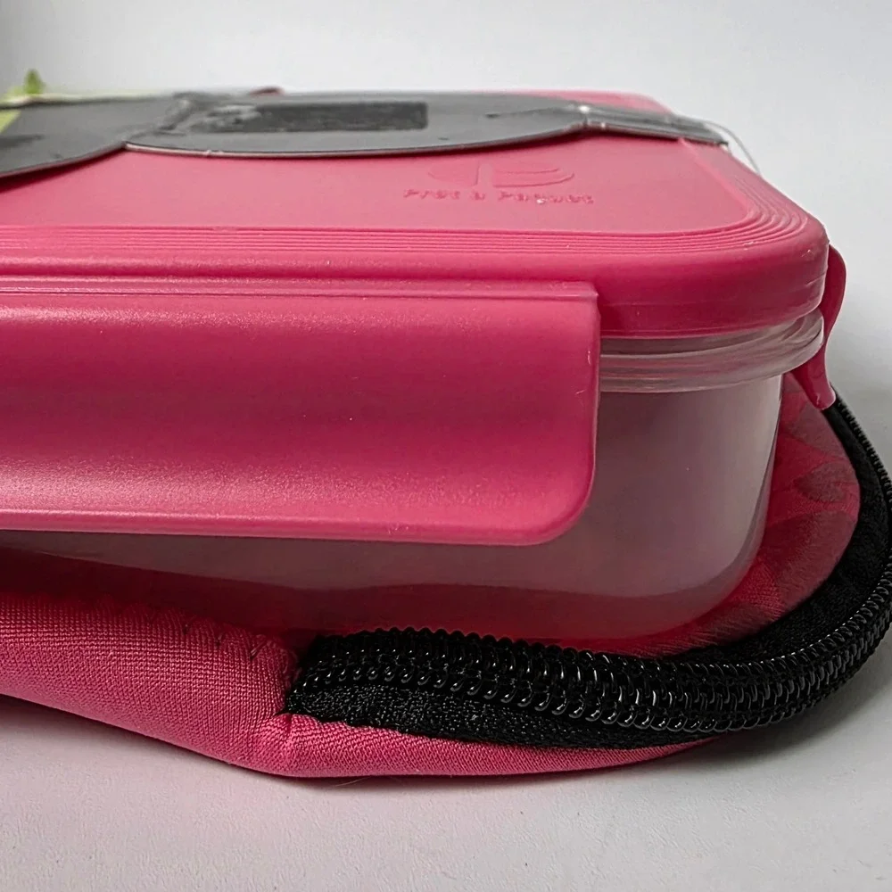 Pret-a-Paquet Lunch To-Go Kit Pink Insulated Neoprene Sleeve Bento Box 35.2oz